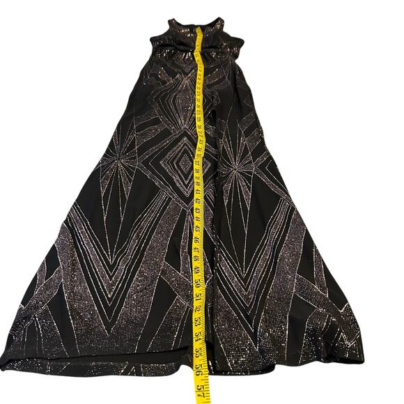 Jump Apparal Black Glitter Cutout Prom Dress- Size 1/2 - Picture 7 of 12